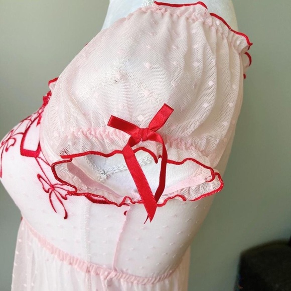 Pink and red heart babydoll lingerie - Picture 3 of 4